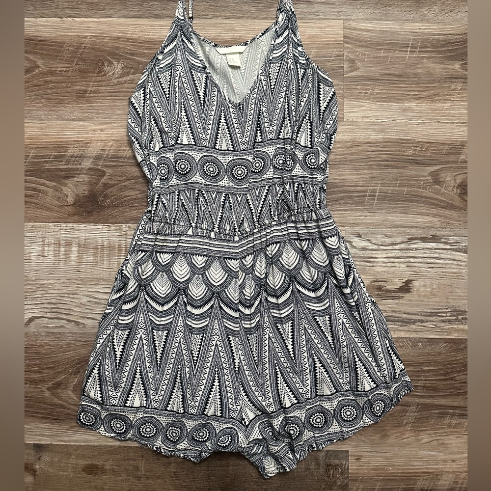 H&M Black and White Patterned Jumpsuit